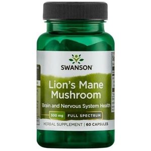 Swanson Full Spectrum Lion's Mane Mushroom (koralovec ježovitý), 500 mg, 60 kapsúl