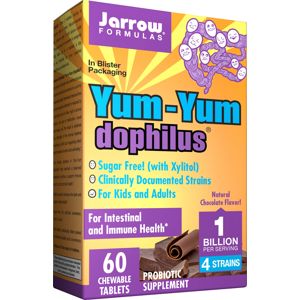 Jarrow Formulas Jarrow Yum-Yum Dophilus 1 mld. organizmov (probiotiká pre deti), čokoláda, 60 žuvacích pastiliek