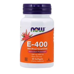 NOW® Foods NOW Vitamín E 400 IU s tokoferolmi, 50 softgélových kapsúl