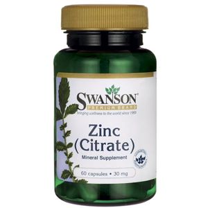 Swanson Zinc Citrate (Citrát zinočnatý), 30 mg, 60 kapsúl
